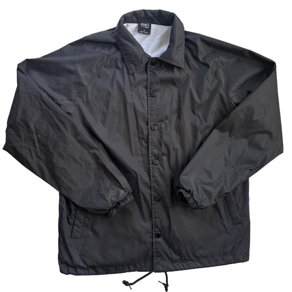 Shaka Wear Coaches Jacket Mens Medium Black Excellent Snap Front Windbreaker